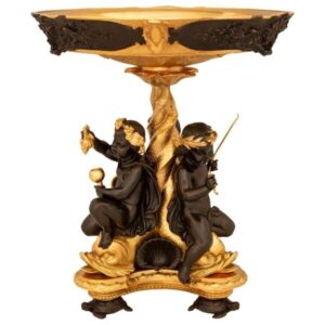 19th Century French Louis XVI Ormolu & Patinated Bronze Centerpiece